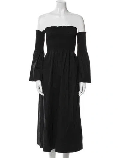 Pre-owned La Ligne Off-the-shoulder Midi Length Dress In Blue
