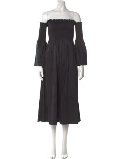 Pre-owned La Ligne Off-the-shoulder Midi Length Dress W/ Tags In Gray
