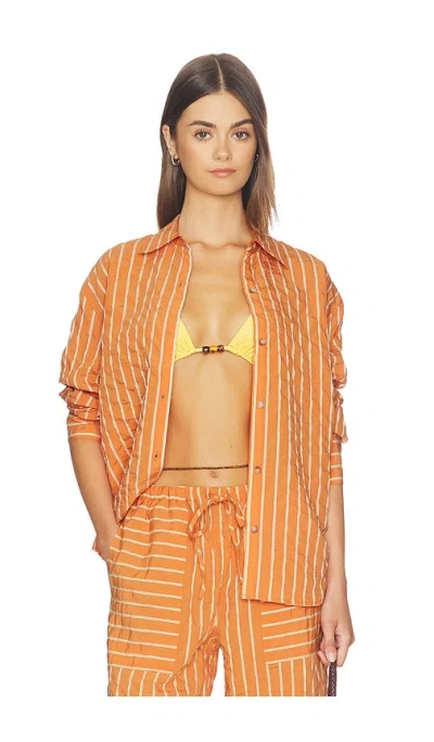 La Ligne Oversized Button Down Shirt In Orange
