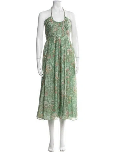 Pre-owned La Ligne Paisley Print Midi Length Dress In Green
