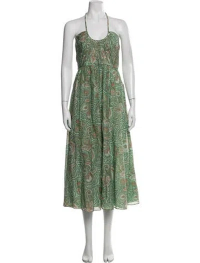 Pre-owned La Ligne Paisley Print Midi Length Dress In Green