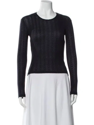 Pre-owned La Ligne Patterned Crew Neck Top In Blue