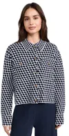 La Ligne Patterned Cropped Jane Jacket Ivory/navy In Ivory/navy