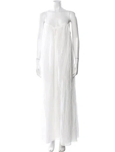 Pre-owned La Ligne Patterned Long Dress In White
