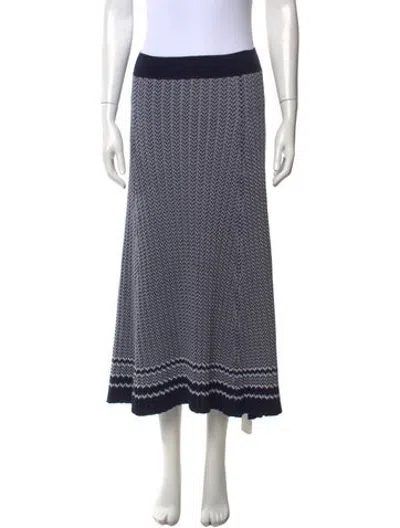 Pre-owned La Ligne Patterned Midi Length Skirt In Blue