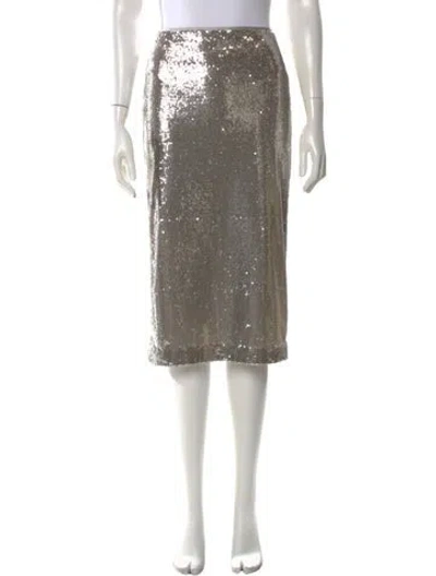 Pre-owned La Ligne Patterned Midi Length Skirt In Silver