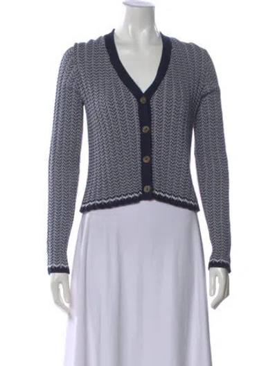 Pre-owned La Ligne Patterned V-neck Sweater In Blue