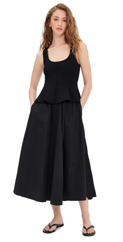 La Ligne Peplum Combo Dress Black