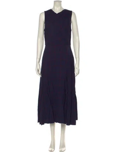 Pre-owned La Ligne Plaid Print Long Dress In Blue
