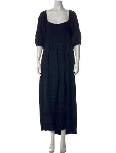 Pre-owned La Ligne Plaid Print Long Dress In Blue