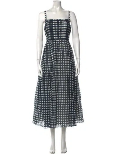Pre-owned La Ligne Plaid Print Midi Length Dress In Blue