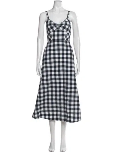 Pre-owned La Ligne Plaid Print Midi Length Dress In Multi