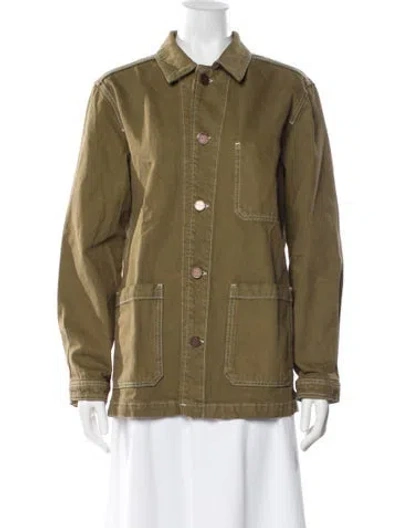 Pre-owned La Ligne Plaid Print Utility Jacket In Green