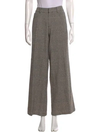 Pre-owned La Ligne Plaid Print Wide Leg Pants In Black