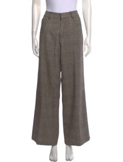 Pre-owned La Ligne Plaid Print Wide Leg Pants In Black