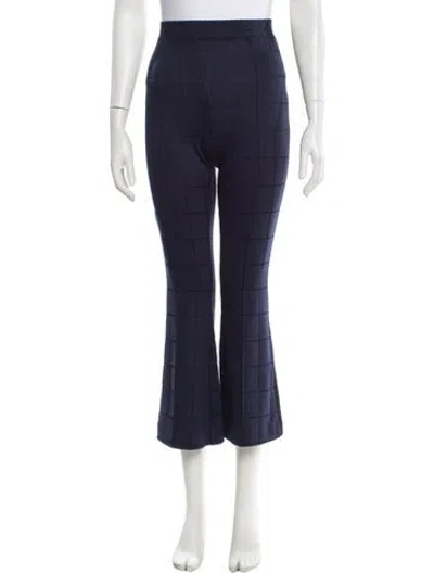 Pre-owned La Ligne Plaid Print Wide Leg Pants In Blue