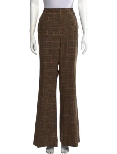 Pre-owned La Ligne Plaid Print Wide Leg Pants In Brown