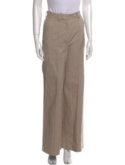 Pre-owned La Ligne Plaid Print Wide Leg Pants In Neutral
