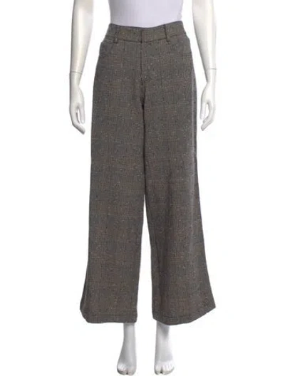 Pre-owned La Ligne Plaid Print Wide Leg Pants In Neutral