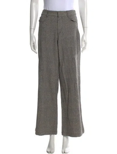 Pre-owned La Ligne Plaid Print Wide Leg Pants In Neutral