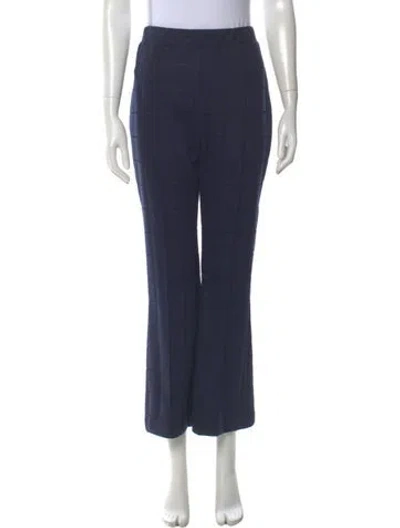 Pre-owned La Ligne Plaid Print Wide Leg Pants W/ Tags In Blue