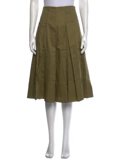 Pre-owned La Ligne Pleated Accents Knee-length Skirt In Green