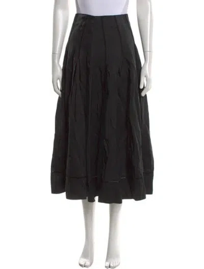 Pre-owned La Ligne Pleated Accents Midi Length Skirt In Black