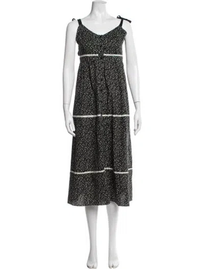 Pre-owned La Ligne Polka Dot Print Long Dress In Black