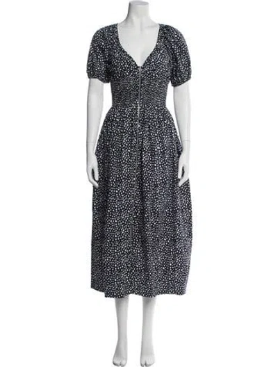 Pre-owned La Ligne Polka Dot Print Long Dress In Blue
