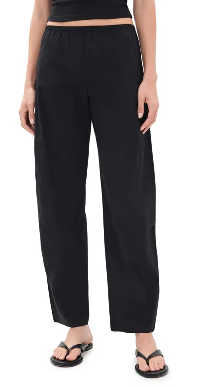 La Ligne Poplin Barrel Leg Colby Pants Black