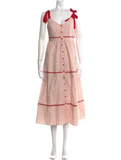 Pre-owned La Ligne Printed Knee-length Dress In Red