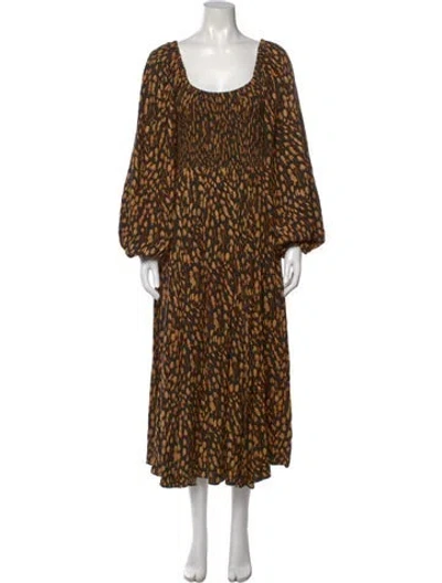 Pre-owned La Ligne Printed Long Dress In Black