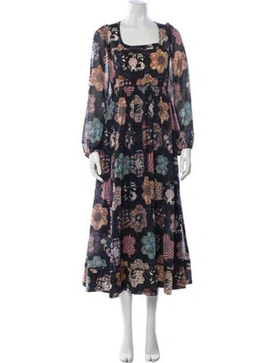 Pre-owned La Ligne Printed Long Dress In Black