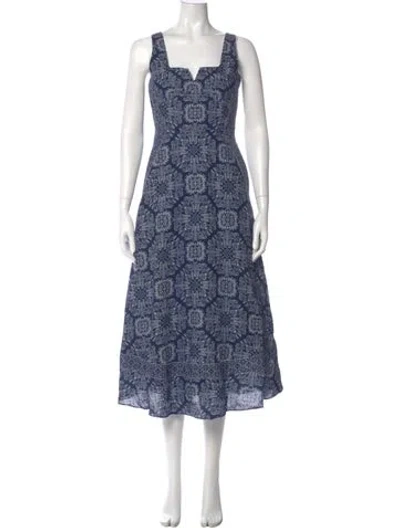 Pre-owned La Ligne Printed Long Dress In Blue