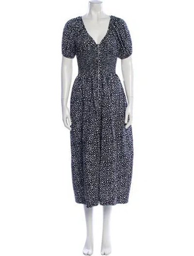 Pre-owned La Ligne Printed Long Dress In Blue