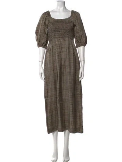 Pre-owned La Ligne Printed Long Dress In Brown