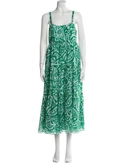 Pre-owned La Ligne Printed Long Dress In Green