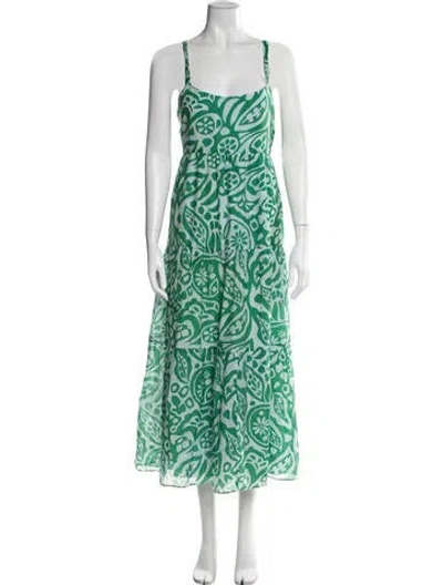 Pre-owned La Ligne Printed Long Dress In Green