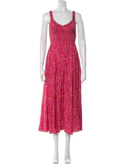 Pre-owned La Ligne Printed Long Dress In Pink