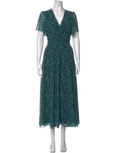 Pre-owned La Ligne Printed Long Dress W/ Tags In Green