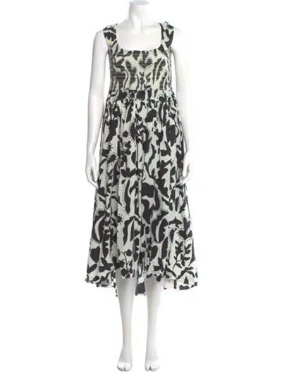 Pre-owned La Ligne Printed Long Dress In White