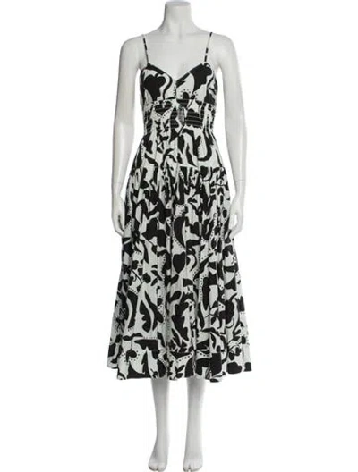 Pre-owned La Ligne Printed Long Dress In White