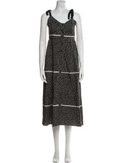 Pre-owned La Ligne Printed Midi Length Dress In Black
