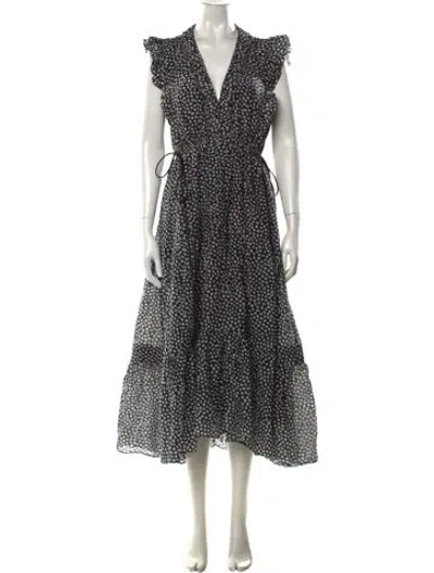 Pre-owned La Ligne Printed Midi Length Dress In Black
