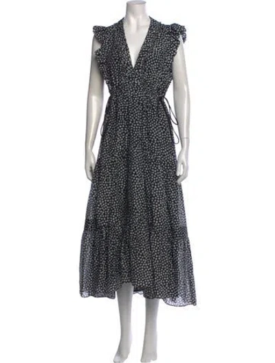 Pre-owned La Ligne Printed Midi Length Dress In Black/white