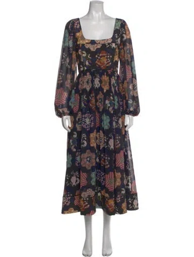 Pre-owned La Ligne Printed Midi Length Dress In Blue