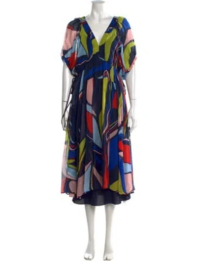 Pre-owned La Ligne Printed Midi Length Dress In Blue