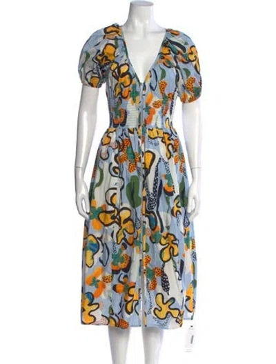 Pre-owned La Ligne Printed Midi Length Dress In Blue