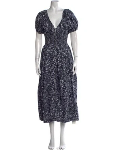 Pre-owned La Ligne Printed Midi Length Dress In Blue