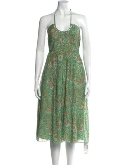 Pre-owned La Ligne Printed Midi Length Dress In Green